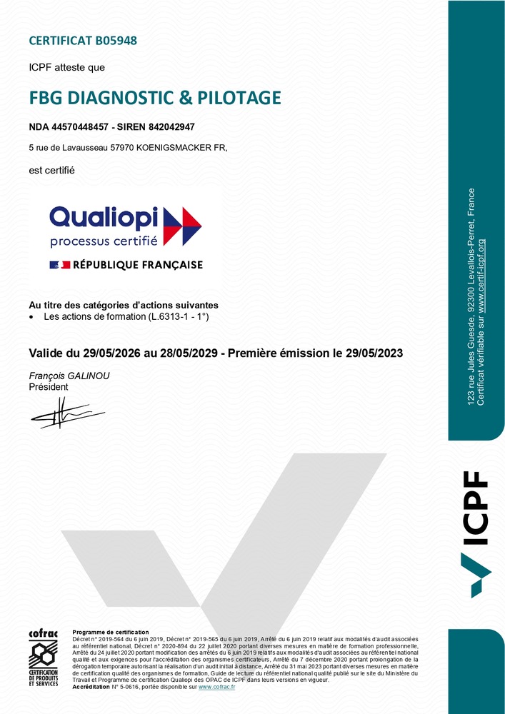 CERTIFICAT DE QUALIOPI